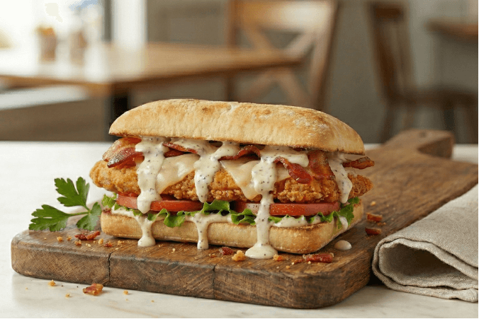 Chicken Bacon Hot Honey Ranch Sandwich