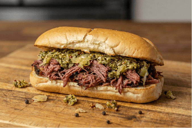 Smoked Black Angus Brisket Pastrami Sandwich