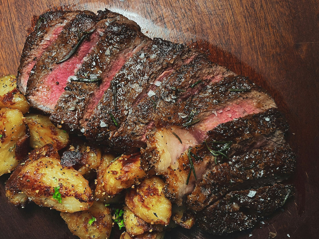 Flat Top Rib Eye Steak with Garlic Butter