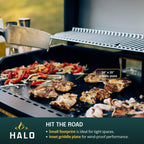 Food being cooked on a Halo griddle  featuring griddle plate callouts