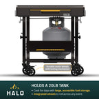 HALO cart with integrated wheels and large, accessible fuel storage
