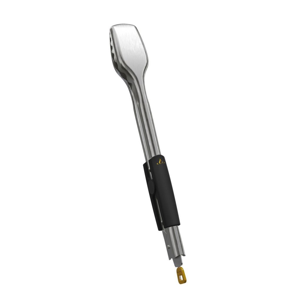HALO grilling tongs with a black handle on a white background
