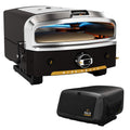 HALO Versa 16 portable pizza oven on a white background, featuring a custom-fit weather-resistant cover and signature HALO branding.