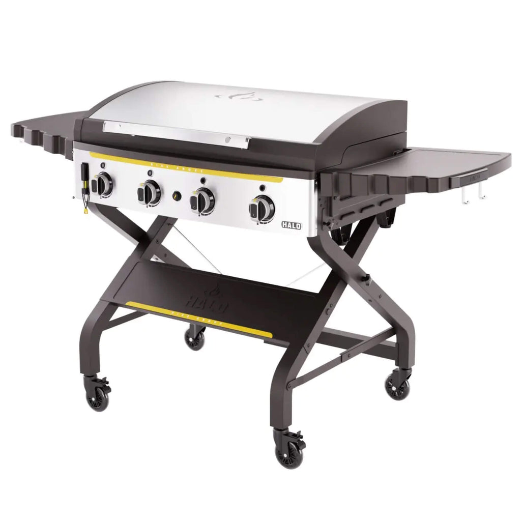 Portable gas HALO Elite4B Outdoor Griddle on wheels with a white background