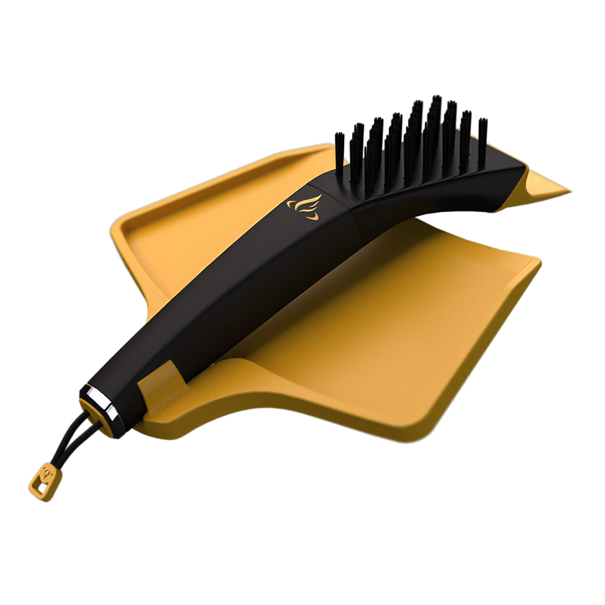 HALO scraper brush with nylon bristles and ash pan for cold pizza stone maintenance.